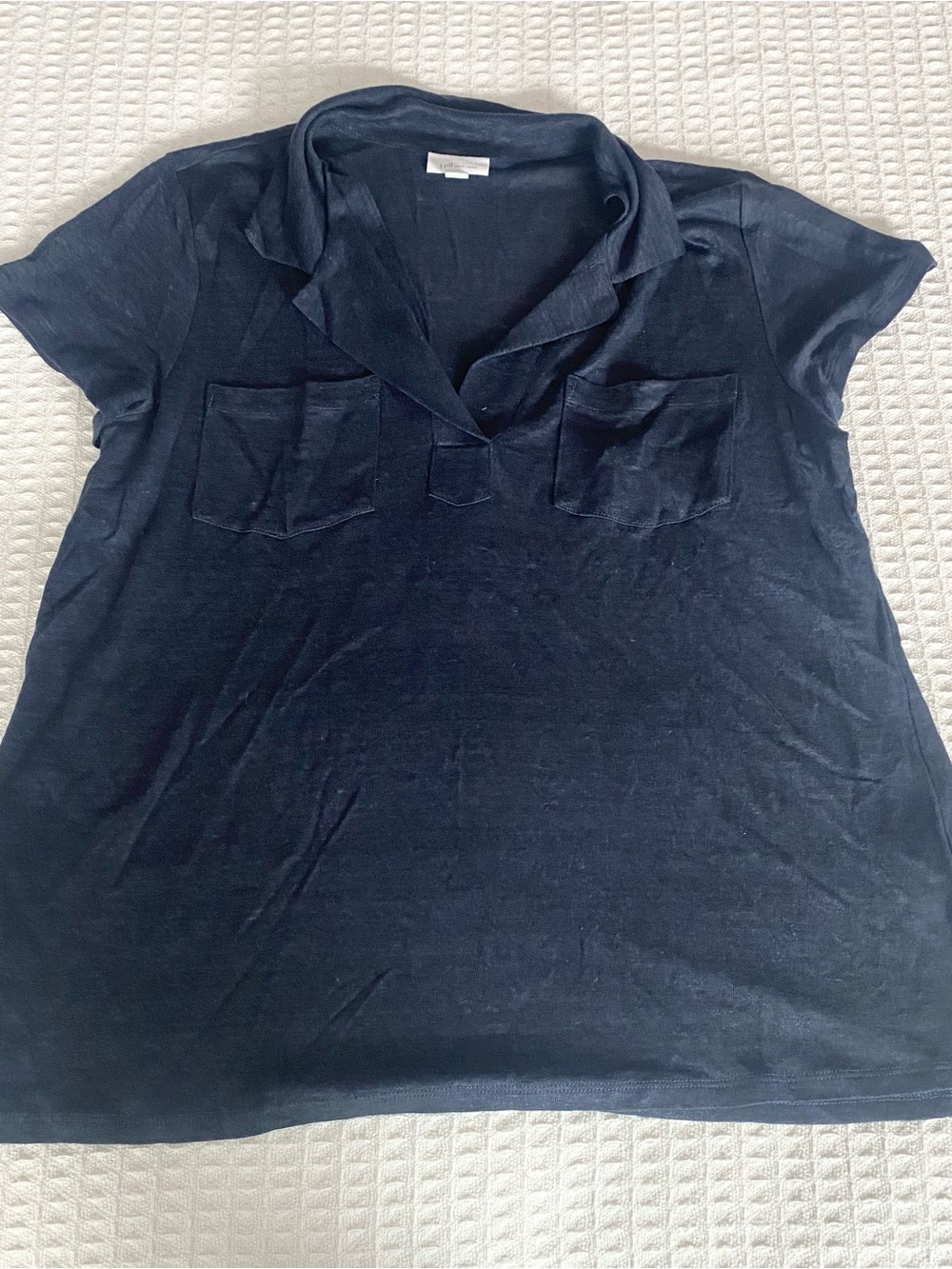 J. Jill navy linen polo shirt Medium